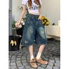 Stylish Embroidered Women's Denim Shorts 2026 Summer Loose Wide-Leg Straight Pants