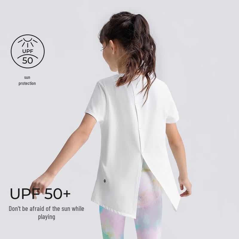 Moodytiger Girls' Quick-Dry Sun-Protective Split Hem T-Shirt
