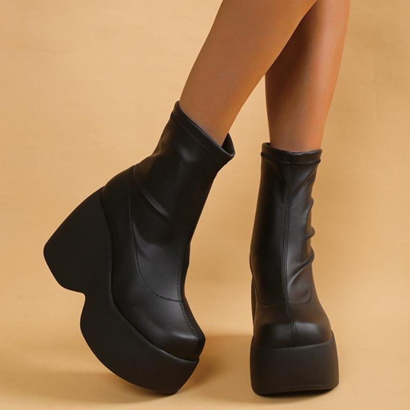 Fashion Platform Women's Sneakers Luxury Female Boots High Top Vintage High Heels Fashion Lace Up Women Shoes Thick Heels Tenis De Mujer