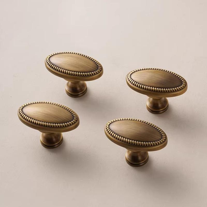 Solid Brass Furniture Handles French Vintage Design High Quality Knobs Cabinet Drawers T-bar Handle Wardrobe Bedroom Door Pulls