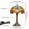 Yellow Peacock Tail Style Stained Glass Table Lamp Vintage Handmade Reading Lamp for Living Room Home Office Decor Light