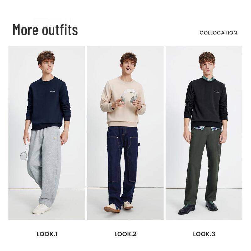 Navigare Men's Fleece Lined Basic Crewneck Sweatshirt