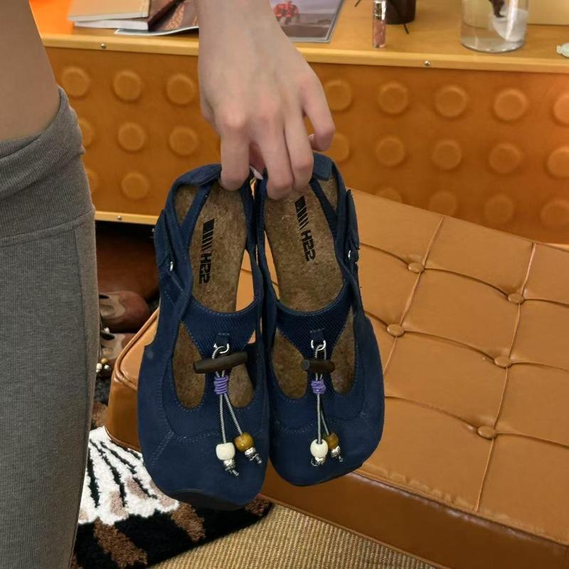 

Sheepskin version~ retro ugly cute sports hiking shoes women s versatile casual hollow Mary Jane shoes Velcro single shoes women 40