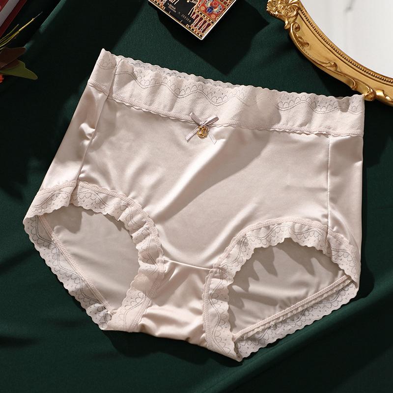 Large Size Female Spring and Summer Lace Light Luxury Silk Satin Ice Silk Briefs