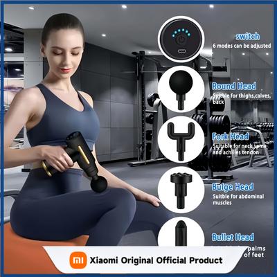 Xiaomi 1 Stück Leistungsstarke Akku-Massagepistole mit LED-Anzeige - Tiefengewebs-Muskelentspanner, 4 austauschbare Aufsätze, 1200mAh Lithium-Akku