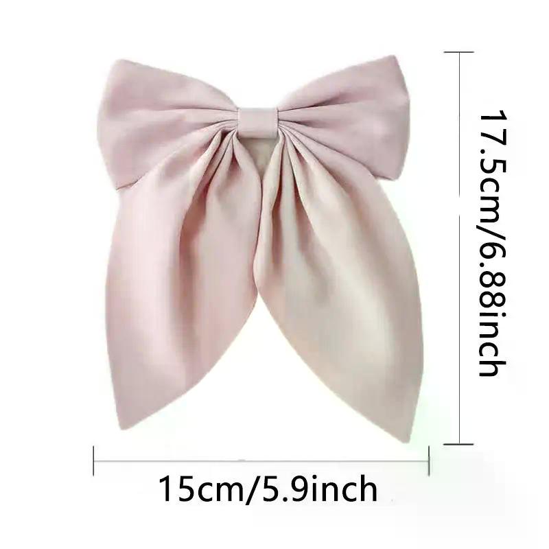 Elegancka kokarda wstążka spinka do włosów modna prosta jednolita satynowa spinka sprężynowa wsuwka do włosów retro opaska z klipsami akcesoria do włosów dla dziewczynek