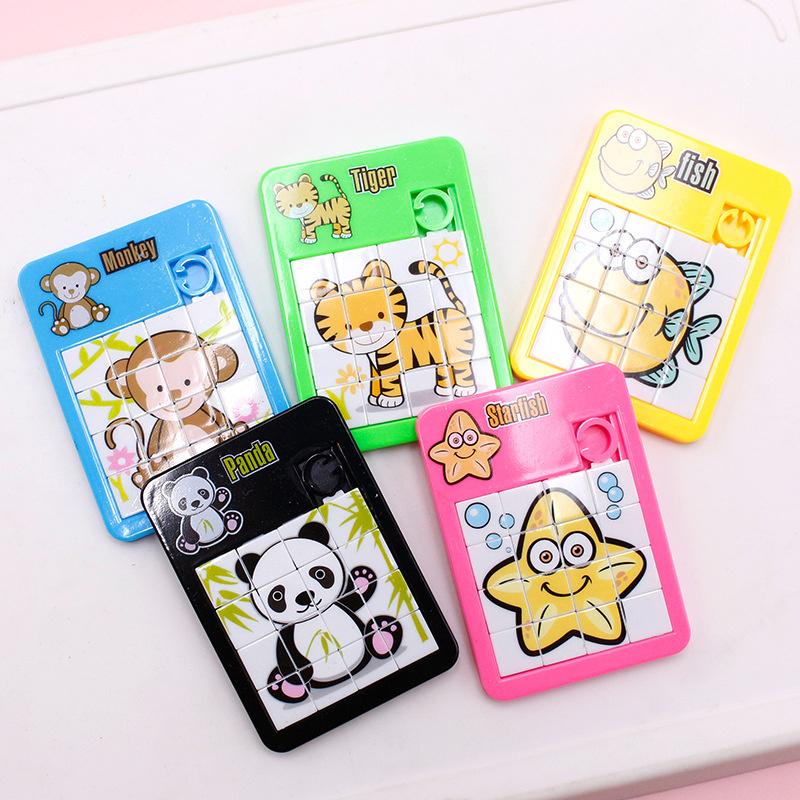 Cartoon Animals Sliding Puzzle 16 Grid Maze Puzzle Small Toys Kindergarten Gift Early Education Picture Recognition Toys