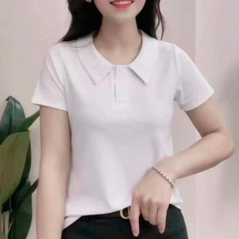 

Women s Short-Sleeve POLO Collar T-Shirt: New 2024 Fashionable, Age-Reducing Design, Loose and Slimming Fit. L (80-100 jin)