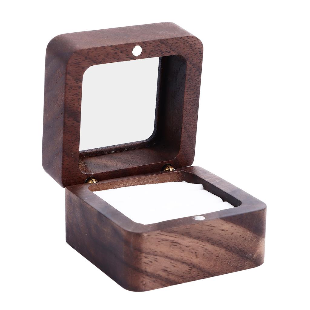 Doppel-Ringbox Etui Holzringbox mit transparentem Deckel für Hochzeitszeremonie Verlobung Heiratsantrag