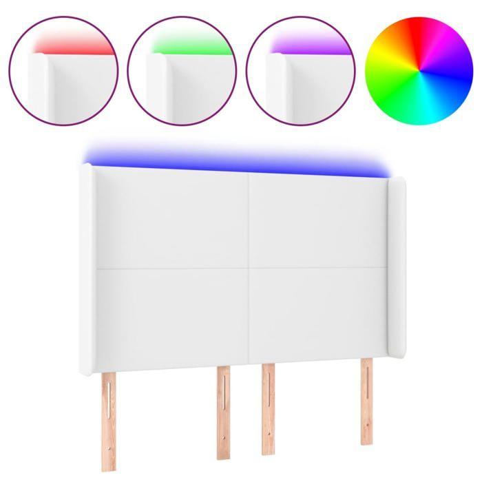 VidaXL Tête de Lit à LED Meuble de Chambre à Coucher Accessoire de Lit Double Tête de Cadre de Lit Intérieur Blanc 3123859