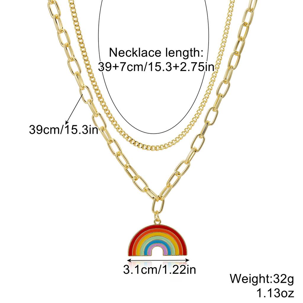 Necklace for Women Jewelry Rainbow Collarbone Chain Simple Layered Necklace Crystal Rainbow Pendant Couple Necklace Elegant Necklace