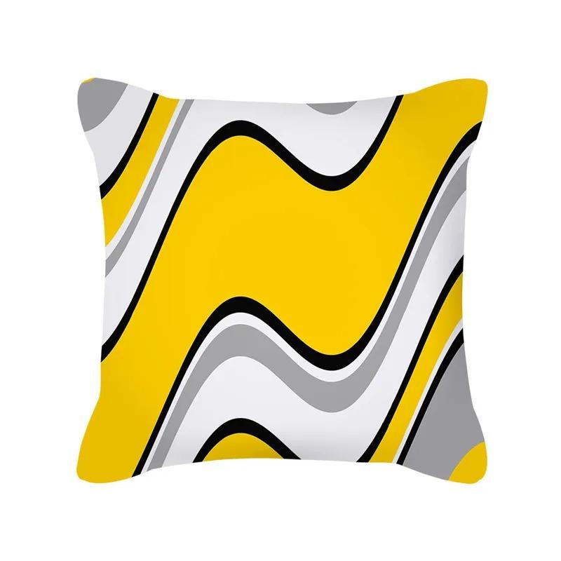 Yellow Pattern Home Decoration Cushion Cover Nordic Style Home Sofa Cushion Cover Black and Gray Striped Plaid Pillow Cover