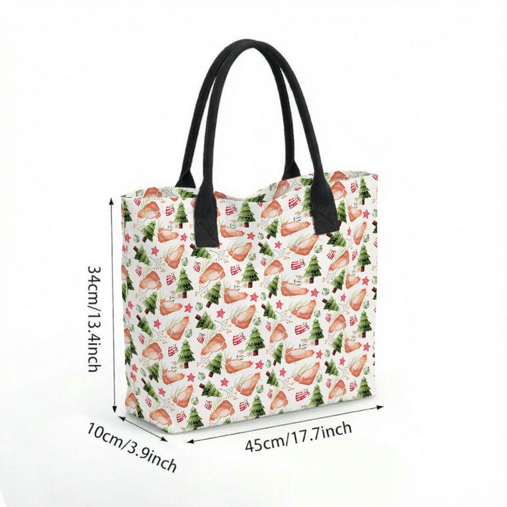 Christmas Cute Print Tote Bag Fashion Large Capacity Casual Daily Carry Handbag For Shopping Travel