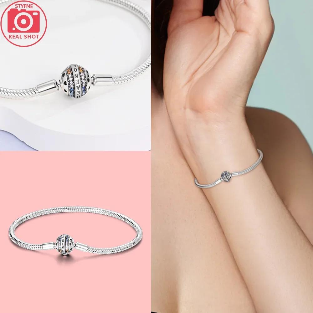 Sliver Bracelets Heart Lucky Eyes Bracelets Female Anniversary Party Fine Bracelets Bangles Jewellery Gifts for Women