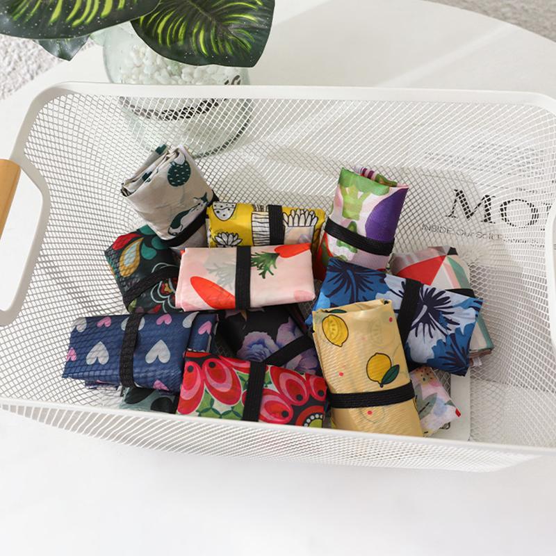 1Pc Shopping Bags Recyclable Polyester Washable Large Capacity Foldable Eco-friendly Grocery Tote Pouch Groceries