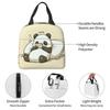 Cartoon Panda Playing With Mobile Phone Insulated Lunch Bag for Women Kids Portable Food Boxes Thermal Lunch Box Tote