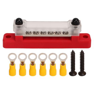 6 Klemmen Sammelschiene mit Abdeckung 48V 150A 2 Bolzen Stromverteilerblock für Auto Boot Marine Wohnwagen