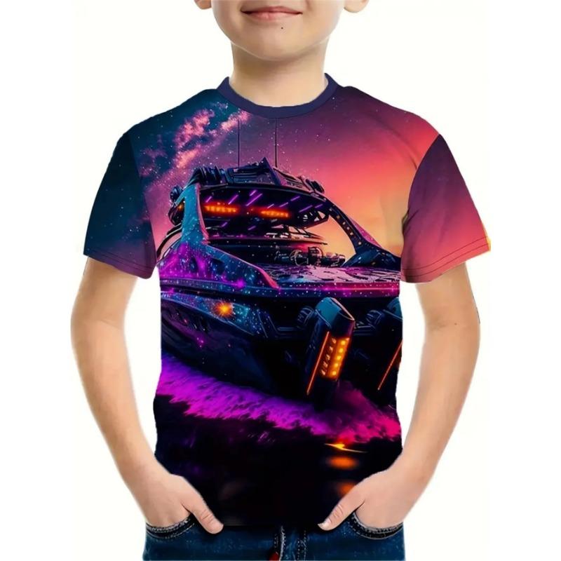 2025 Children's Clothing Car 3D Printed Boy's T-Shirt Graphic T Shirts Short Sleeve Girls Clothes Casual Round Neck Children Top