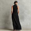 Women's Stand Collar Sleeveless Slim Fit Mid Waist European A-Line Maxi Dress