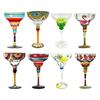 Ručně malované sklo s vícebarevnými vzory Mexická párty Sklenice na koktejly pro podávání margarit a speciálních nápojů