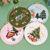 Christmas Pattern CrossStitch Kits Embroidery Starter DIY Kits with Embroidery Clothes Hoop Thread Needle for Beginner