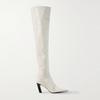 Western Women's Over the Knee High Boots Genuine Leather Heels Winter Shoes Ladies Black Brown Long Chelsea Boot Big Size 45