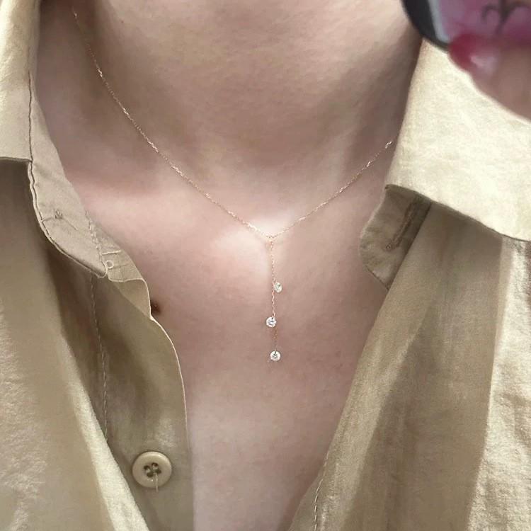 2025 Elegante Zirkonia Wassertropfen Halskette für Damen: Einfache, luxuriöse, vielseitige Schlüsselbein-Kette