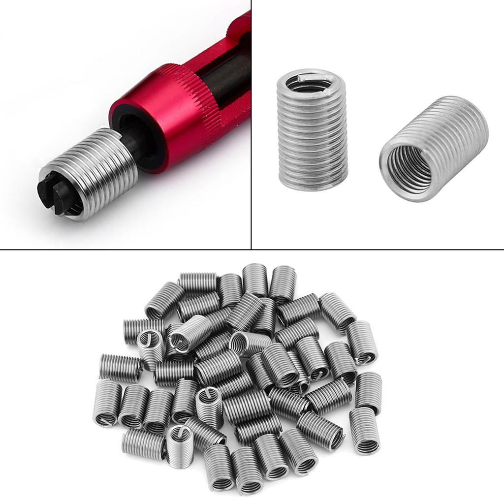 50pcs Stainless Steel SS304 Coiled Wire Helical Screw Thread Inserts M6 X 1.0 X 3D Length