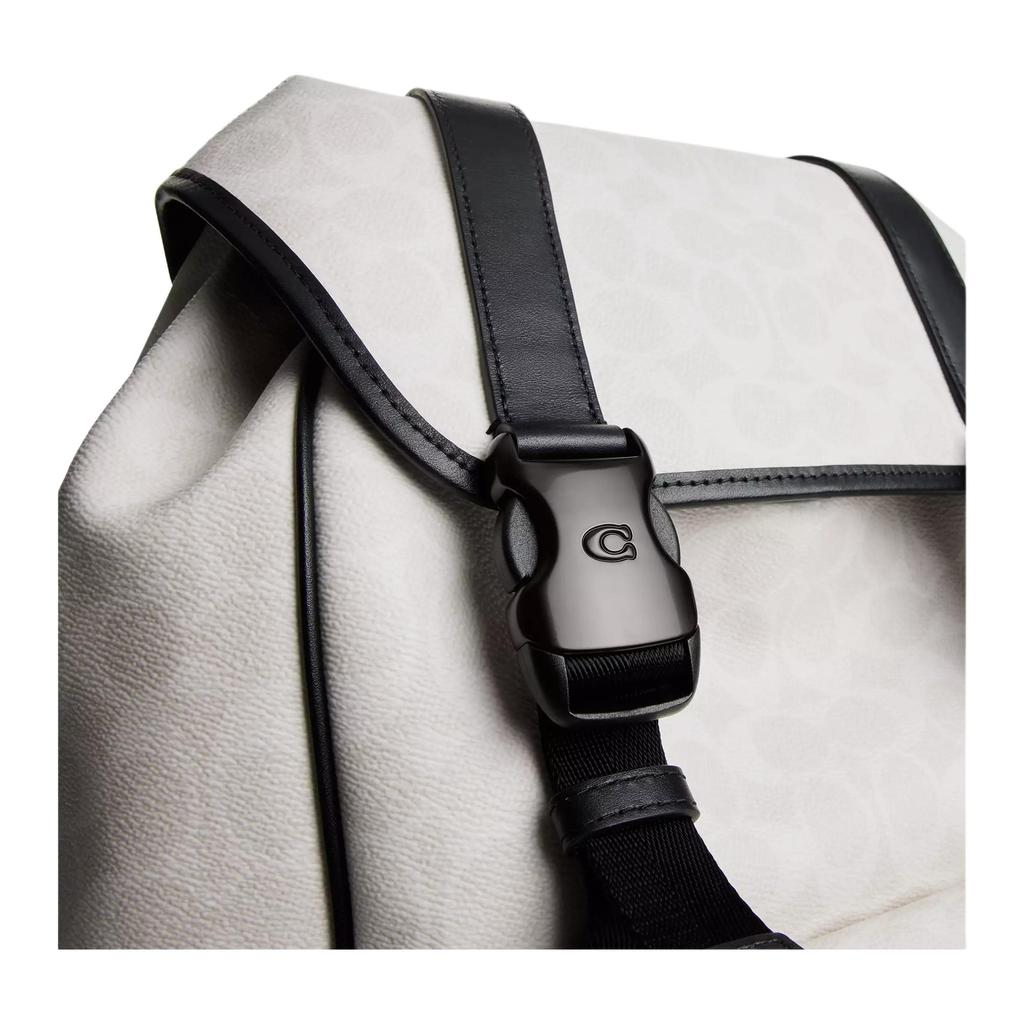 Coach League 29 Klassisches Logo Print Color Block Klappe Beschichtetes Canvas Rucksack Großer Herrenrucksack Schwarz Weiß CU201-XTP