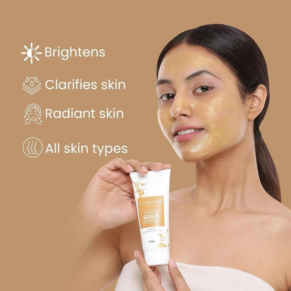 Glamveda Pure Glow Gold Peel Off Mask For Glowing Skin 100g