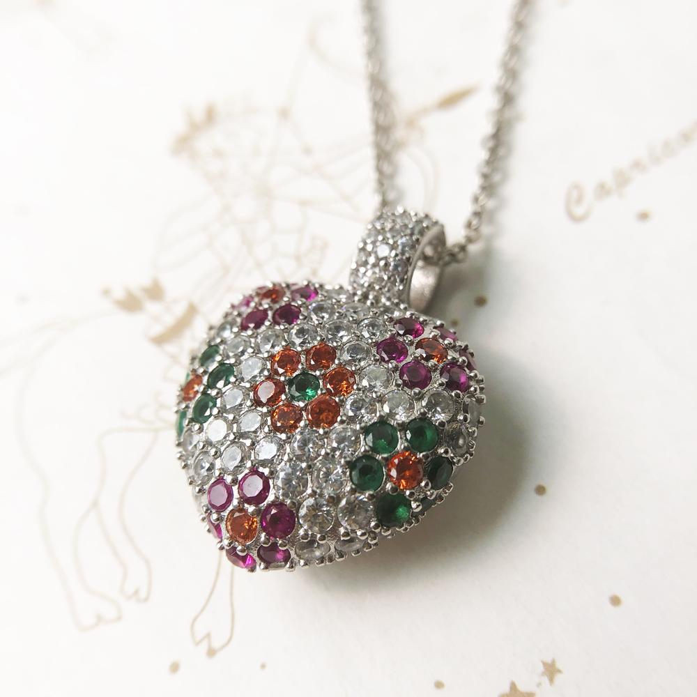 Necklace Heart Colorful Flower Summer New Romantic Fine Jewelry Europe 925 Silver Gift For Women