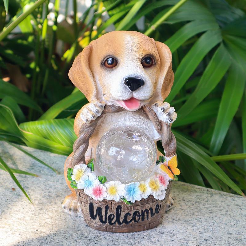 American-Style Solar Dog Night Light: Cute Garden Animal Ornament