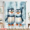2pcs,2D Plane Printing Curtain Fabric Penguin Pals Durable Polyester (without Rod) Holiday Ldeal for Bedroom Living Room Study