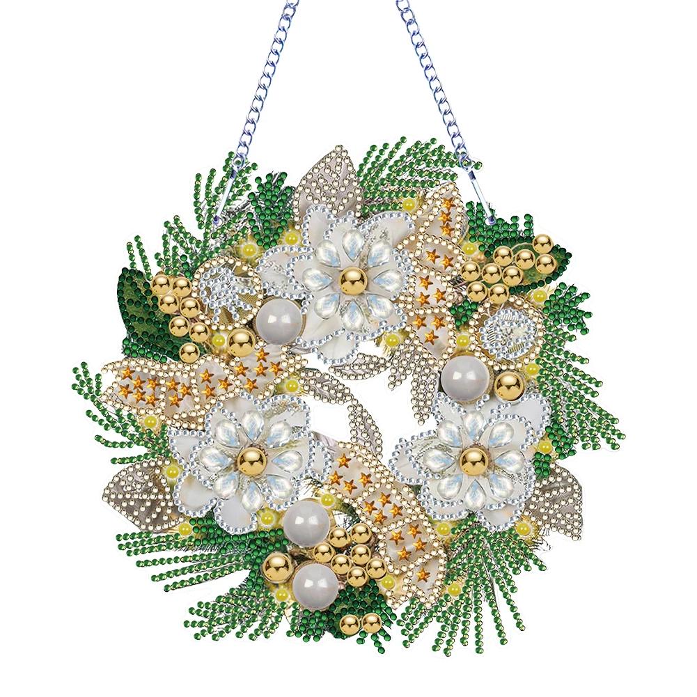 5D DIY Weihnachts-Diamantmalerei-Anhänger Weihnachts-Wanddeko Kranz Hängende Ornamente Diamantkunst Malerei Girlanden-Set