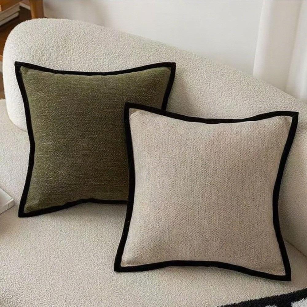Cotton-linen Pillowcase Black Border Decorative Pillow Cover Retro Cushion Cover Home Decoration
