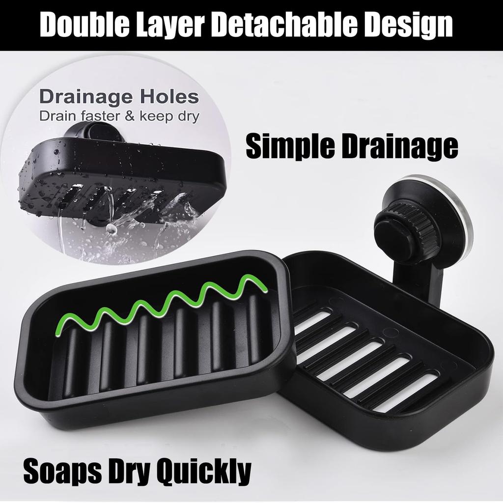 Black Punch free Suction Cup Drain Soap Rack