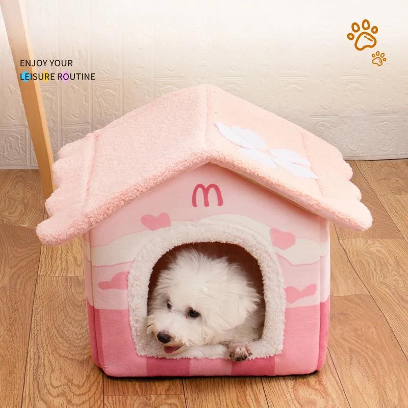 Removable Pet Cat House Washable Dog Kennel Cat Beds Non-slip Kitten Cat Nest Small Dog Bed Winter Warm Puppy Sleep Pet Supplies