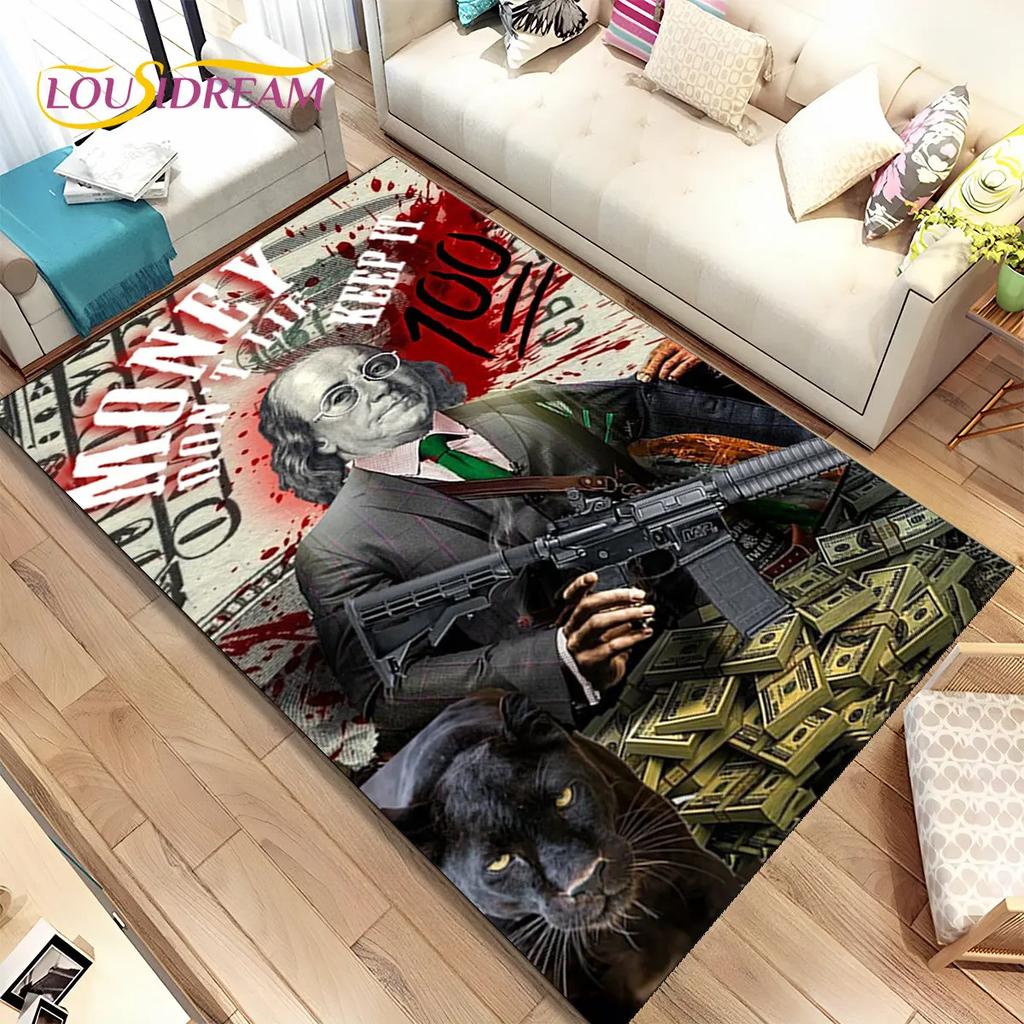 אשליה תלת מימדית דולר אירו כסף דפוס שטח שטיח, שטיח שטיח לבית סלון חדר שינה ספה דקור שטיח לדלת, מחצלת רצפה מונעת החלקה