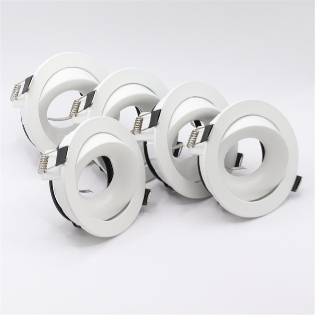 5pcs LED Spotlight Frame with GU10 Base Recessed Round Downlight Adjustable Angle Lamp for Kitchen Living Room Bedroom Lighting