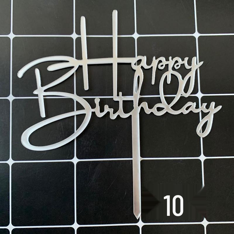 50-Piece Happy Birthday Acrylic Cake Decoration Inserts - Creative English Design for Prosperity, Health, and Longevity
