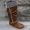 Vintage Women Boots Round Toe Casual Knee High Boots Autumn Winter Fashion Warm Ladies Shoes Solid High Quality