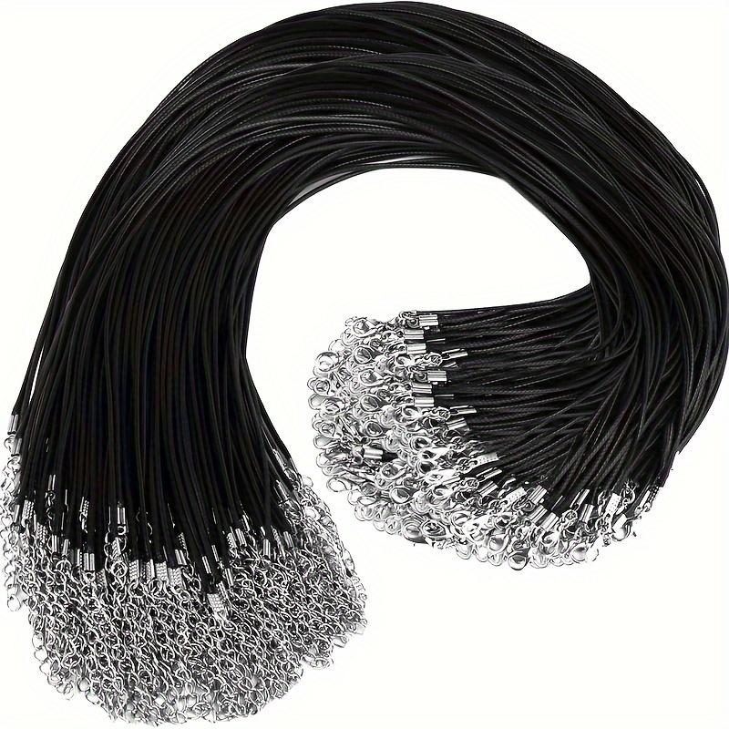 100 Strands Black Leather Necklace Ropes with Buckles - High-Quality Waxed Cords for Pendants, Bracelets & Jewelry Making