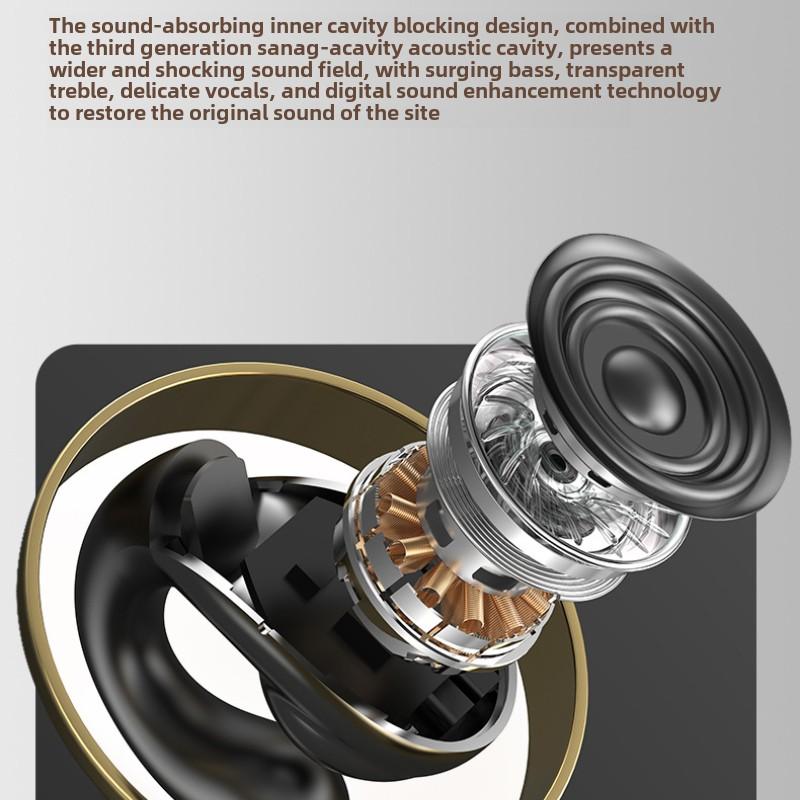 Bluetooth Headset TWS Dual Ear Wireless Ear Clip Stereo Digital Display Life