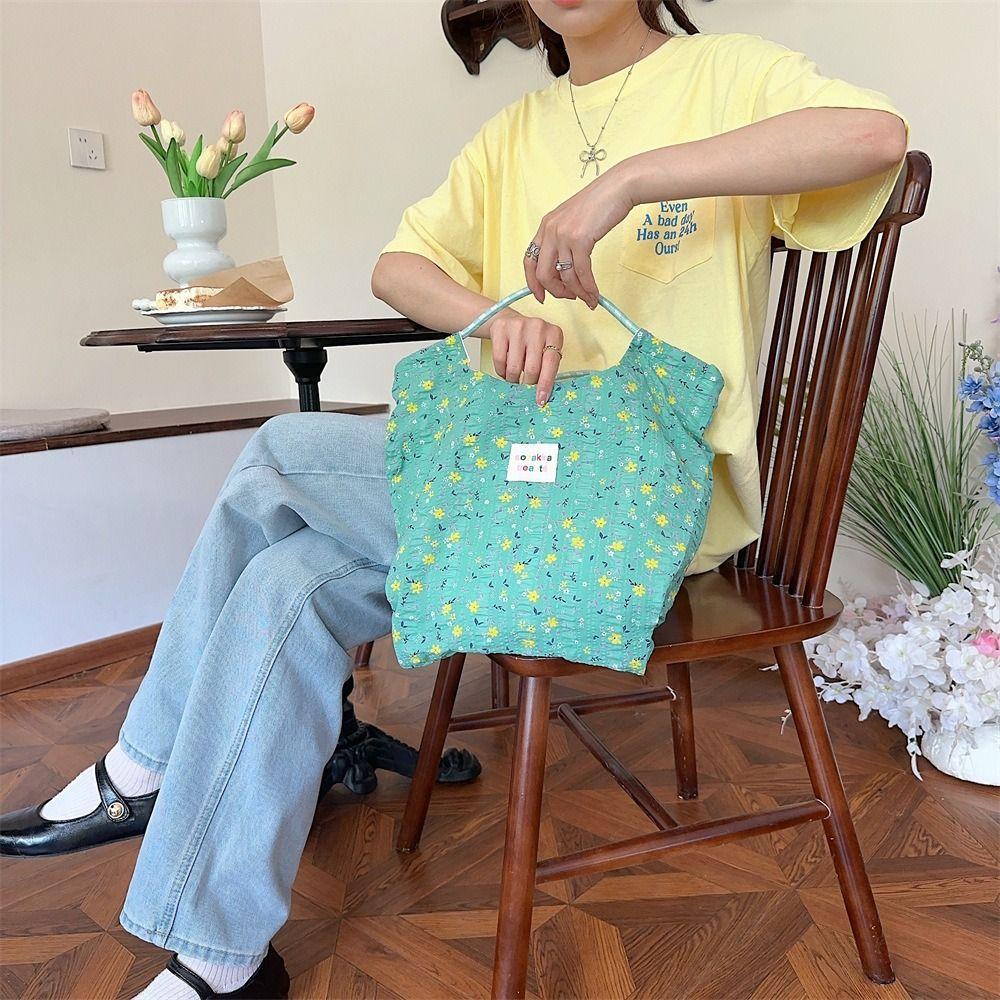 Tote Bag Sozakka Floral Bag Simple Canvas Commute Flower Handbag Shopping Bag Underarm Bag Single Shoulder Bag Unisex