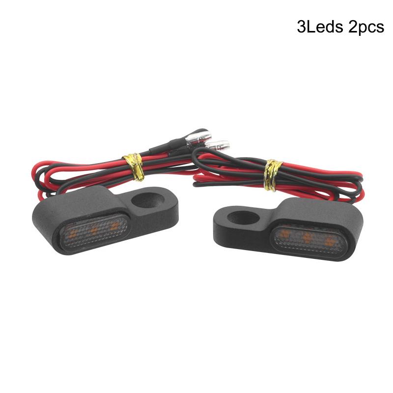 2Pcs Motorcycle LED Mini Turn Signals 12V Aluminum Moto Scooter Handlebar Indicators Lights Blinker Amber Flasher Taillight