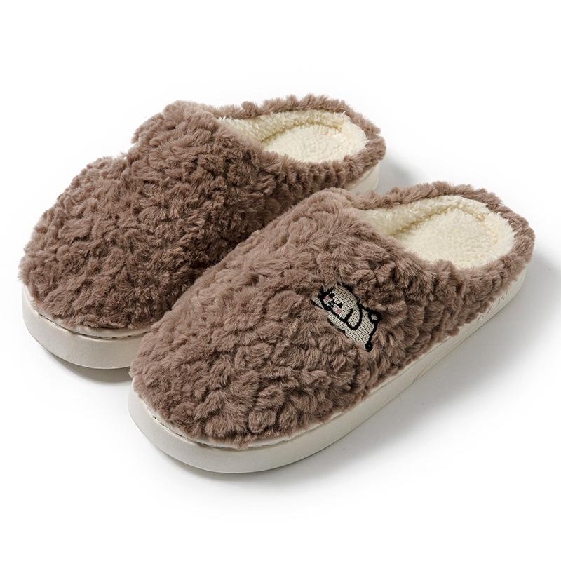 Autumn and Winter Cotton Slippers Plush Cartoon Couple Home Indoor Plush Thermal Shoes