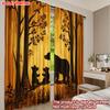 2D flat printing 2pcs Curtain Bear Family in Forest Digital Printed Polyester Drapes Family Party for All Occasions for Bedroom