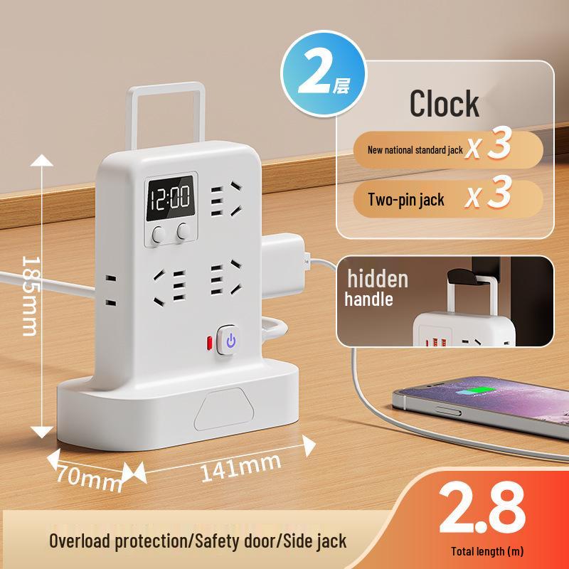 Multi-functional Vertical USB Power Strip with Night Light