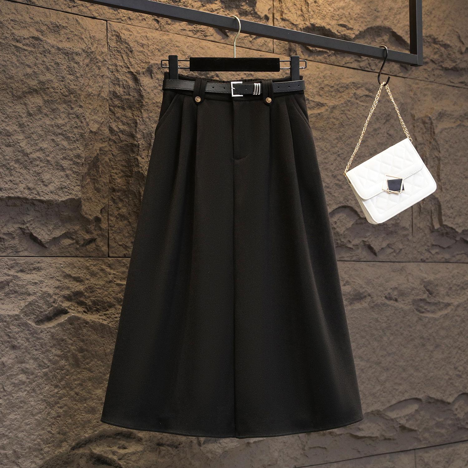 

Большого размера женская зимняя новая для полных ММ с высокой талией, омолаживающая, стройнящая и толстая шерстяная юбка средней длины А-силуэта 4XL