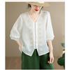 DIMANAF 2026 Summer New Plus Size Women Blouse Shirt Elegant Embroidery Floral Lady Tops T-Shirt Cotton Fashion Clothing